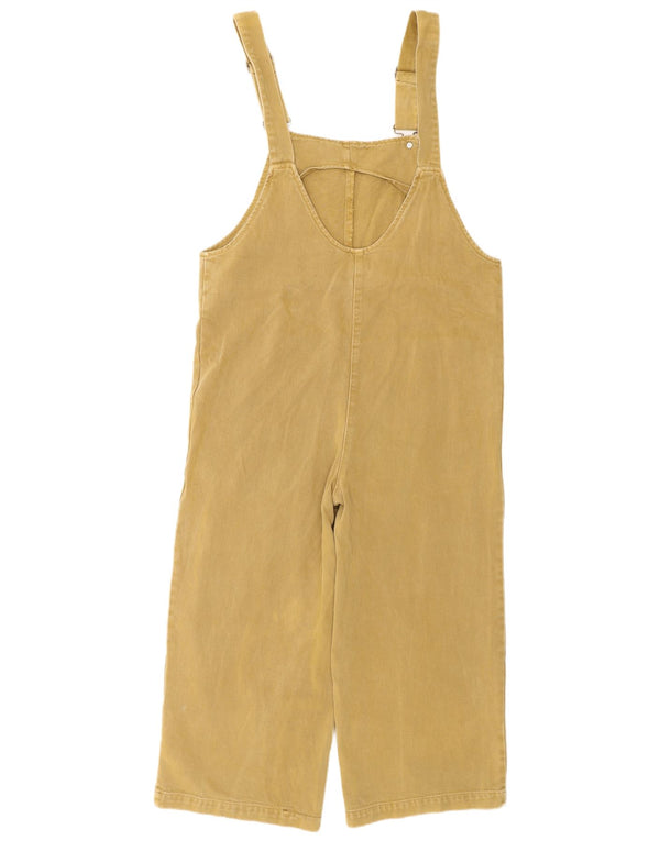 Zara Womens Dungarees Capri Trousers Small W26 L22 Khaki Cotton