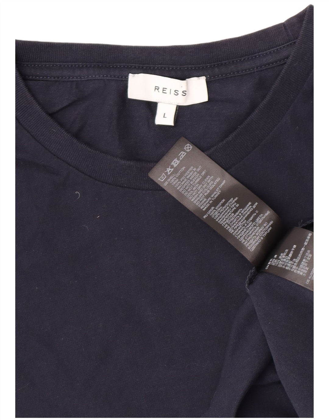 Reiss Mens T-Shirt Top Large Navy Blue Cotton