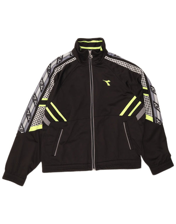Diadora Mens Graphic Tracksuit Top Jacket UK 36 Small Black Colourblock
