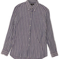 Roccobarocco Mens Shirt Size 40 15 3/4 Medium Navy Blue Pinstripe Cotton