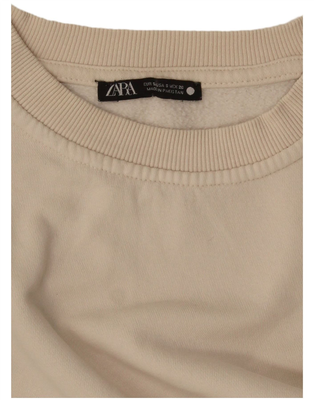 Zara Womens Crop Oversized Sweatshirt Jumper UK 10 Small White