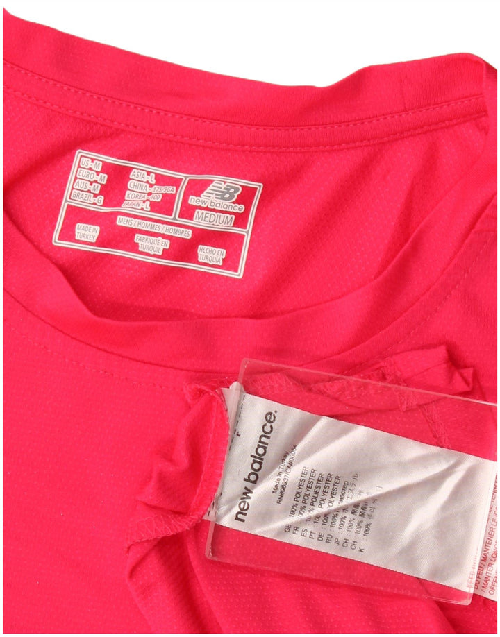 New Balance Womens Graphic T-Shirt Top UK 14 Medium Pink Polyester