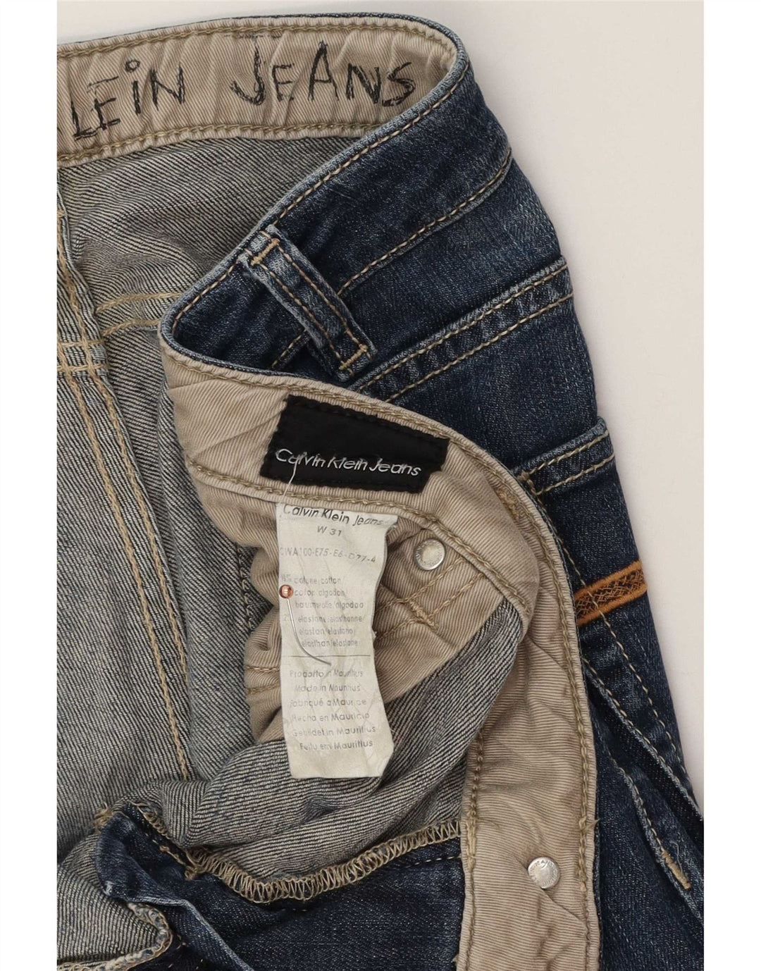Calvin Klein Womens Straight Jeans W31 L27 Blue Cotton