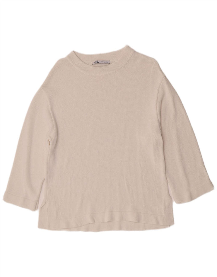 Zara Womens Boat Neck Jumper Sweater UK 14 Medium White