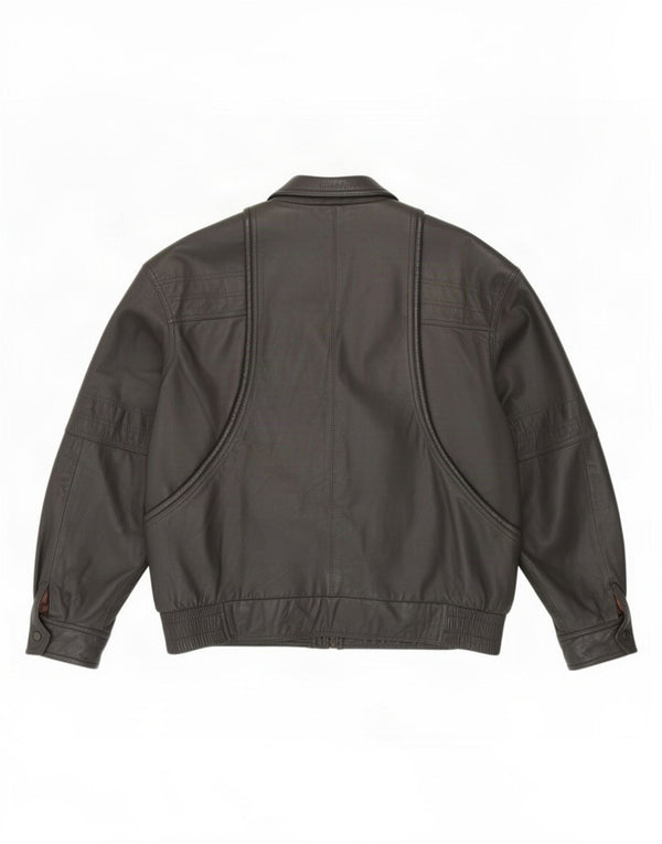 Jeffrey Brownleader Mens Leather Jacket UK 40 Large Grey