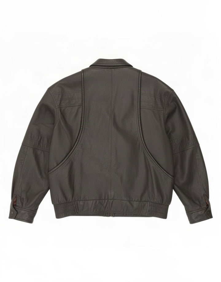 Jeffrey Brownleader Mens Leather Jacket UK 40 Large Grey