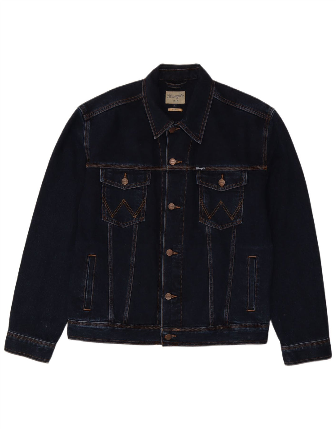 Wrangler Mens Denim Jacket UK 42 XL Navy Blue Cotton