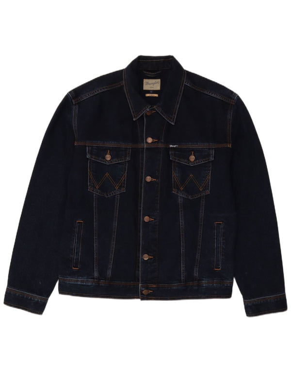 Wrangler Mens Denim Jacket UK 42 XL Navy Blue Cotton