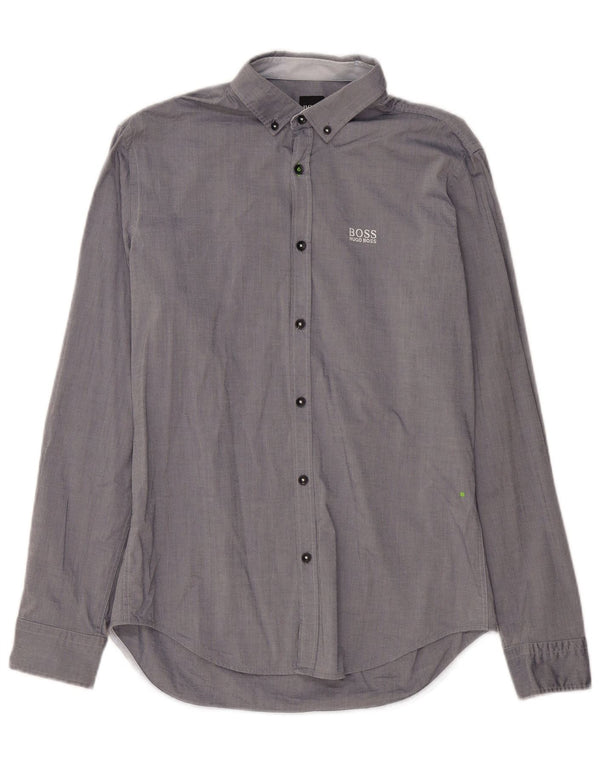 HUGO BOSS Mens Regular Fit Shirt Medium Navy Blue Cotton