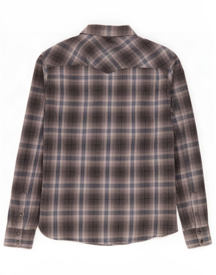 All Saints Mens Flannel Shirt Small Grey Check Cotton