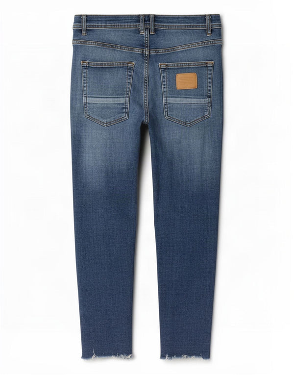Zara Mens Distressed Cropped Skinny Jeans EU 42 Large W32 L25 Blue Cotton