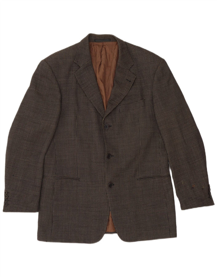 Hugo Boss Mens 3 Button Blazer Jacket EU 50 Large Brown Spotted Wool