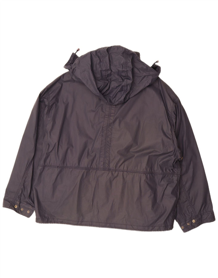 VINTAGE Mens Hooded Rain Jacket UK 42 XL Navy Blue