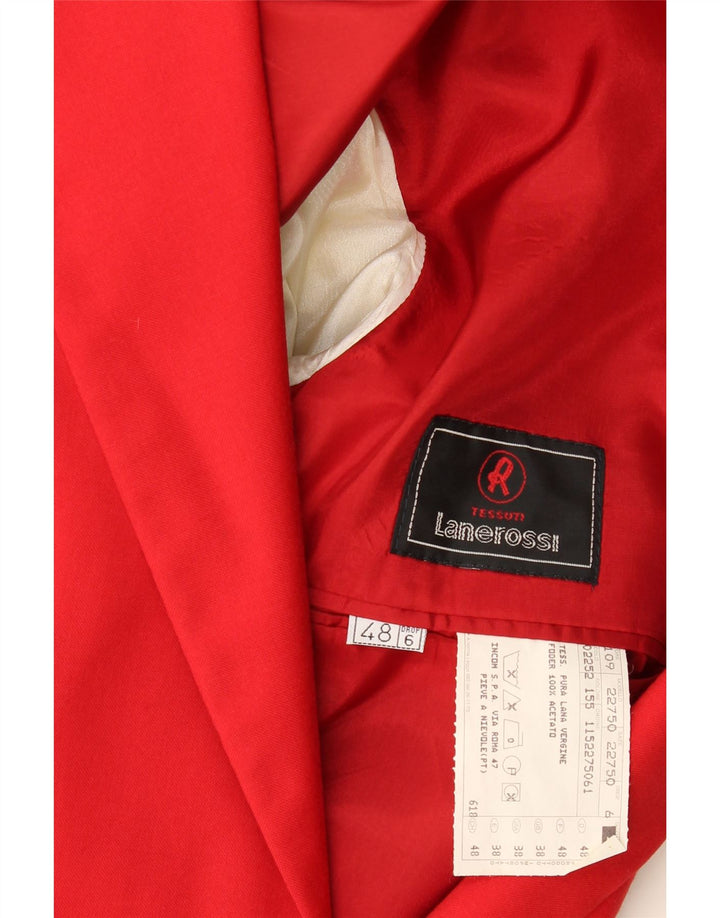 Tessuti Lanerossi Mens 2 Button Blazer Jacket UK 38 Medium Red Virgin Wool