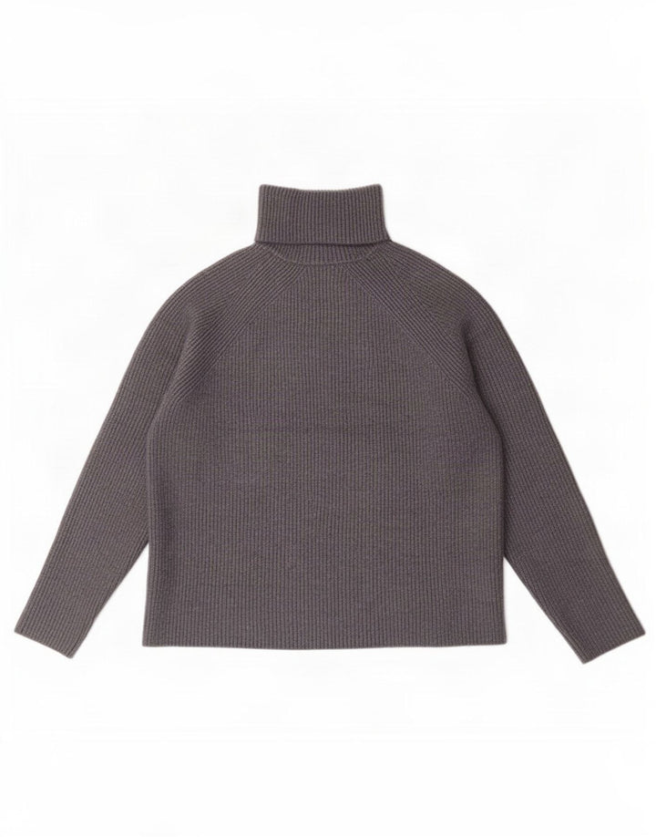 Marks & Spencer Womens Crop Roll Neck Jumper Sweater UK 12 Medium Grey