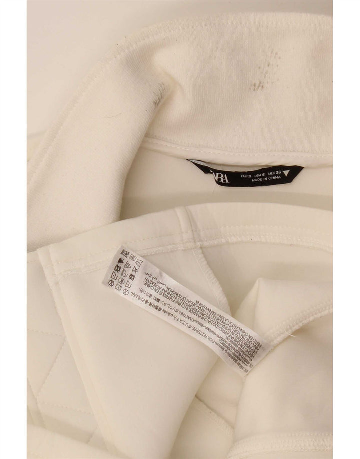 Zara Womens Bomber Jacket UK 10 Small White Polyester