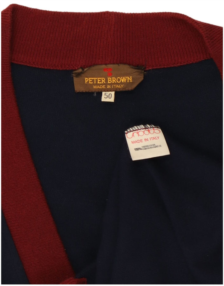Peter Brown Mens Cardigan Sweater IT 50 Medium Navy Blue Cotton