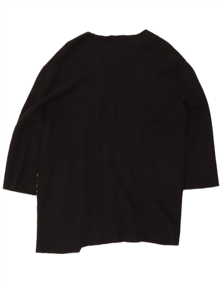 Zara Womens Longline Open Cardigan Sweater UK 16 Large Black