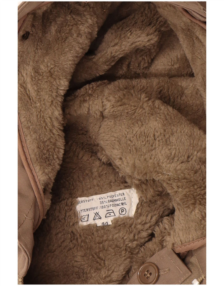 VINTAGE Mens Hooded Sherpa Parka Jacket IT 44 XS Beige Polyester