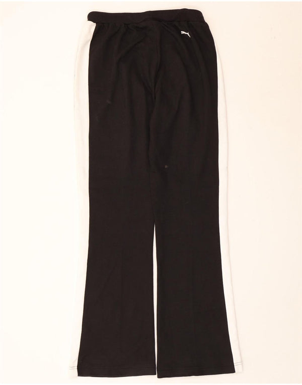 Puma Womens Flare Tracksuit Trousers UK 12 Medium  Black Colourblock Cotton