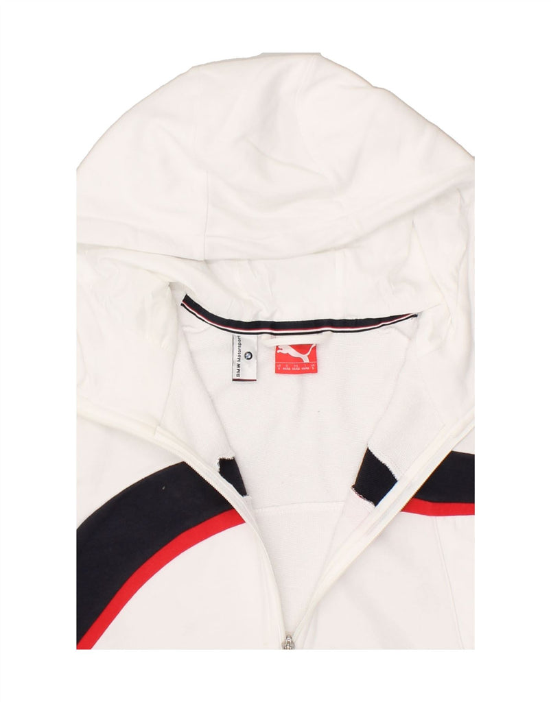 PUMA Mens BMW Zip Hoodie Sweater Small White Cotton | Vintage Puma | Thrift | Second-Hand Puma | Used Clothing | Messina Hembry 