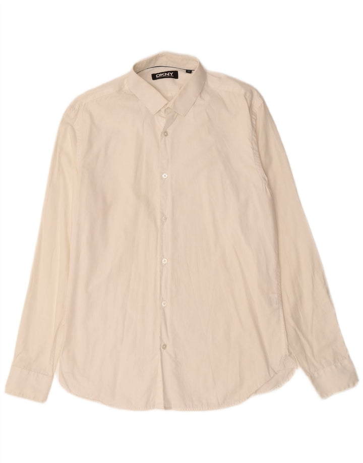 Dkny Mens Shirt Size 15 1/2 Medium White Cotton