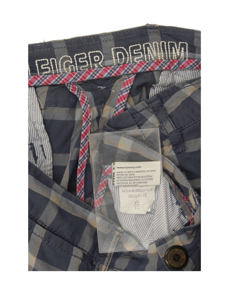 TOMMY HILFIGER Mens Chino Shorts W32 Medium Navy Blue Check Cotton Vintage Tommy Hilfiger and Second-Hand Tommy Hilfiger from Messina Hembry 