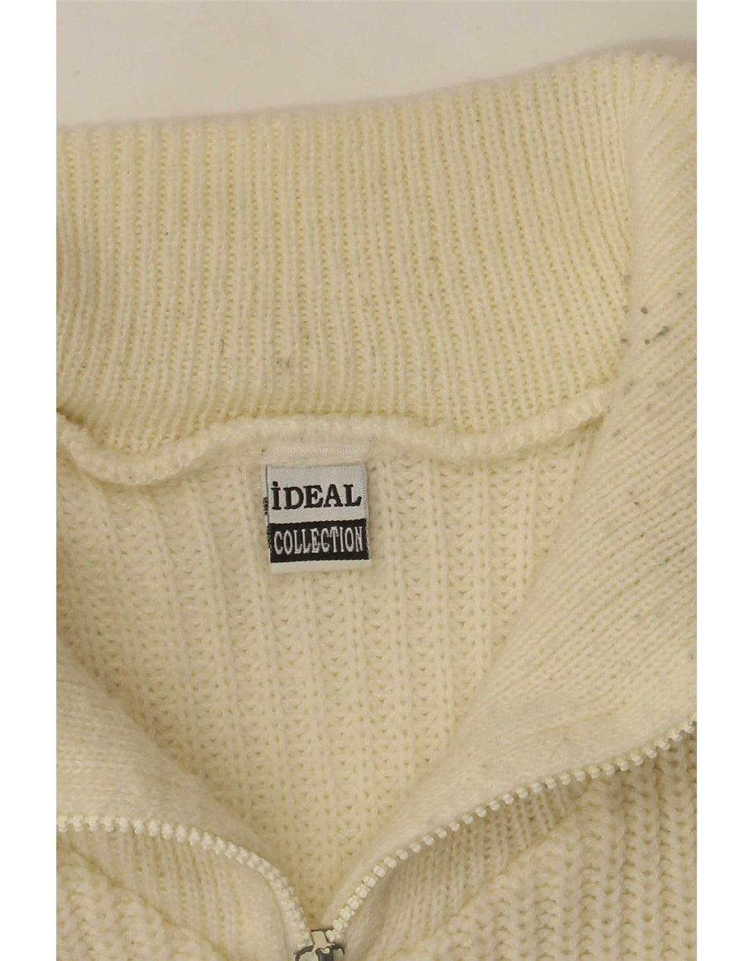 Ideal Mens Zip Neck Jumper Sweater Large Off White Colourblock