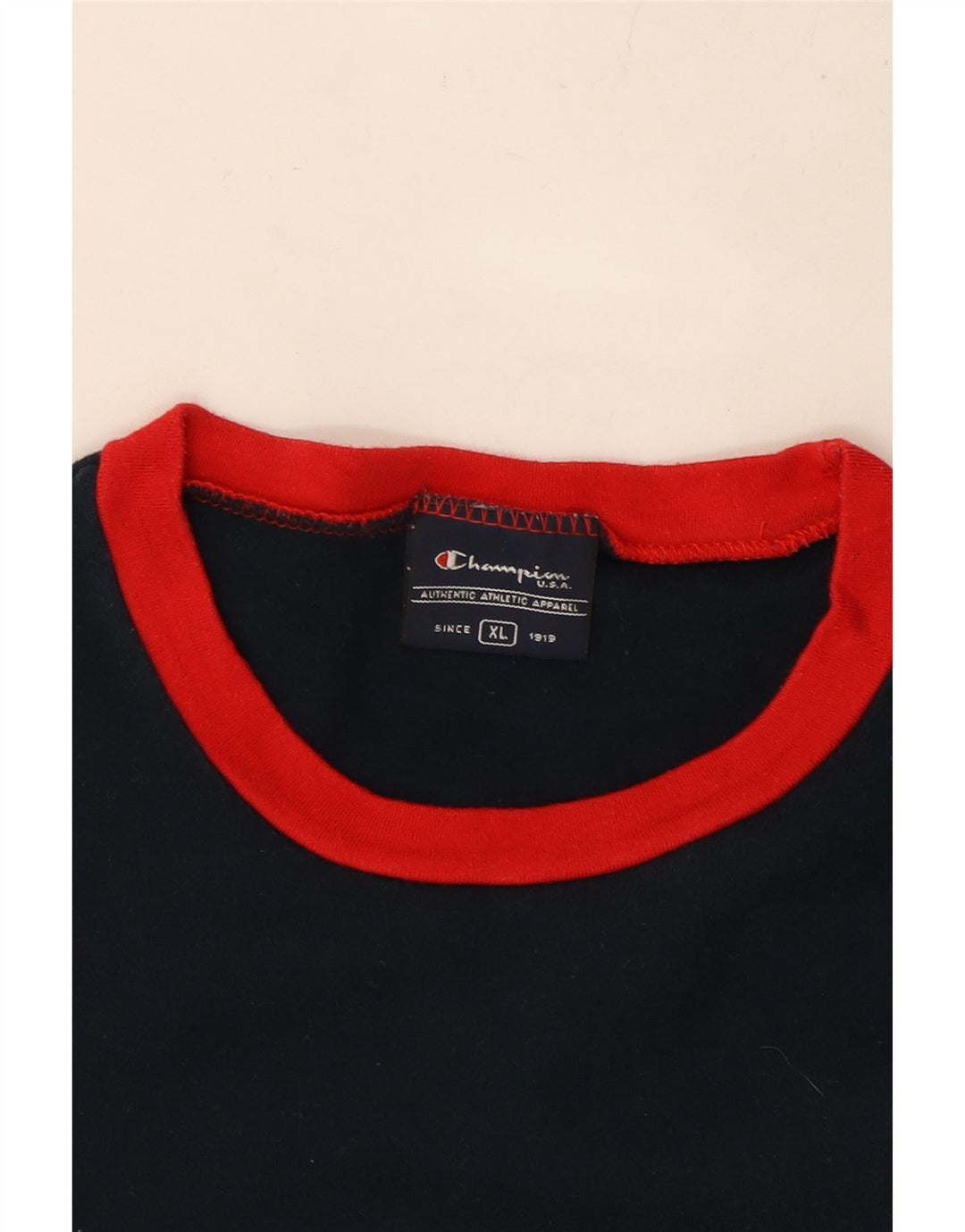 CHAMPION Womens Graphic T-Shirt Top UK 18 XL Navy Blue Colourblock Cotton