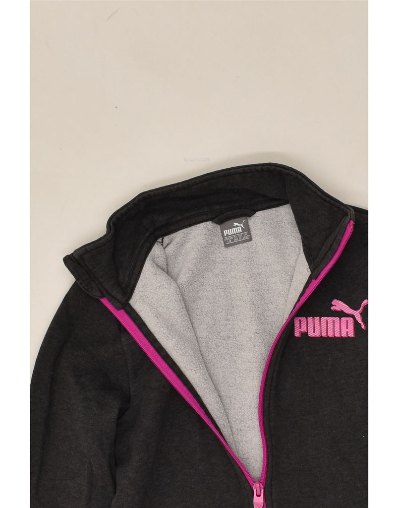 PUMA Girls Tracksuit Top Jacket 11-12 Years Grey Cotton | Vintage Puma | Thrift | Second-Hand Puma | Used Clothing | Messina Hembry 