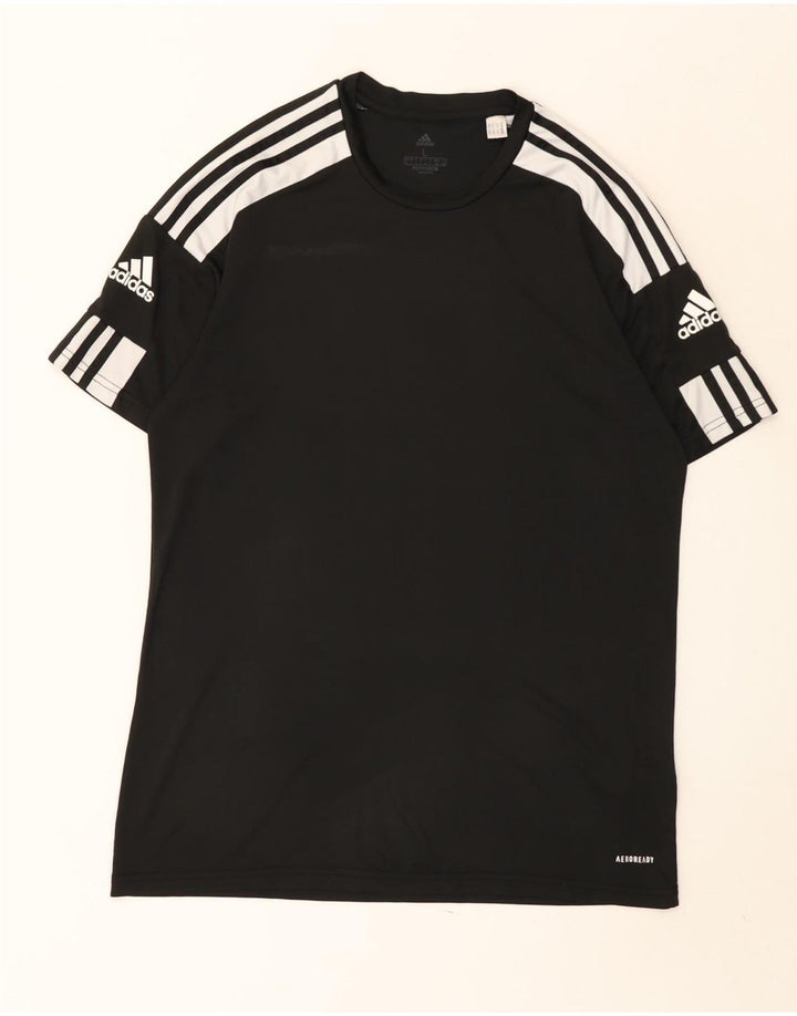 ADIDAS Mens Aeroready T-Shirt Top Large Black Colourblock Polyester