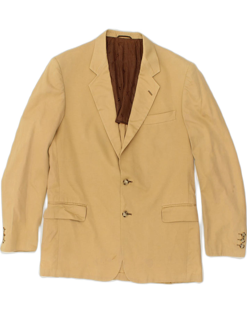 BROOKSFIELD Mens 2 Button Blazer Jacket UK 40 Large Beige Cotton | Vintage Brooksfield | Thrift | Second-Hand Brooksfield | Used Clothing | Messina Hembry 