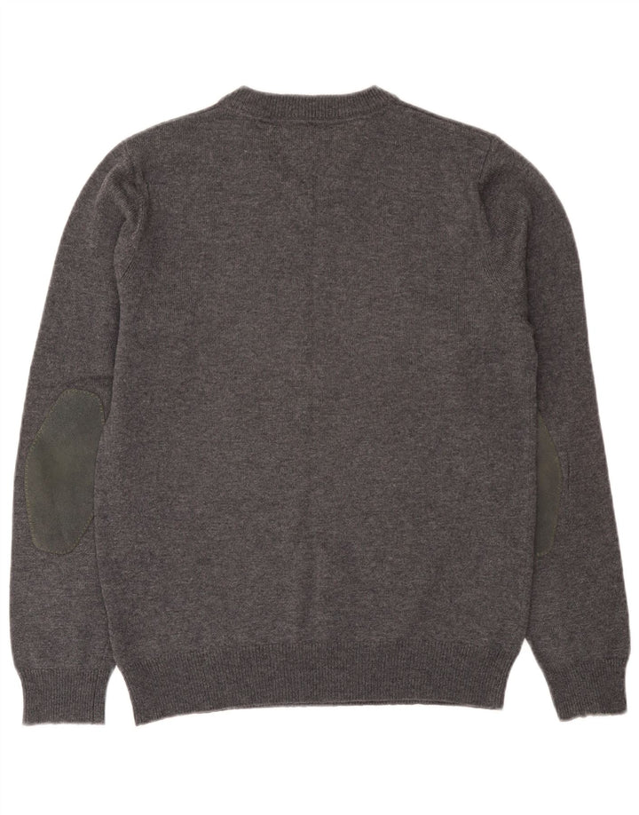 Tommy Hilfiger Mens V-Neck Jumper Sweater Small Grey Lambswool