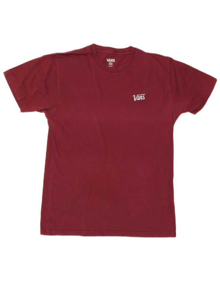 Vans Mens T-Shirt Top Small Burgundy Cotton
