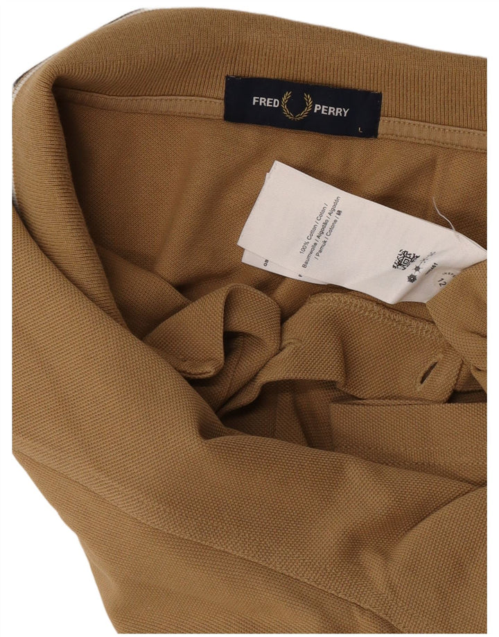 Fred Perry Mens Polo Shirt Large Beige Cotton