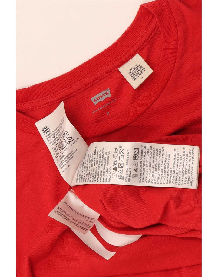 Levi's Womens Graphic T-Shirt Top UK 12 Medium Red Modal