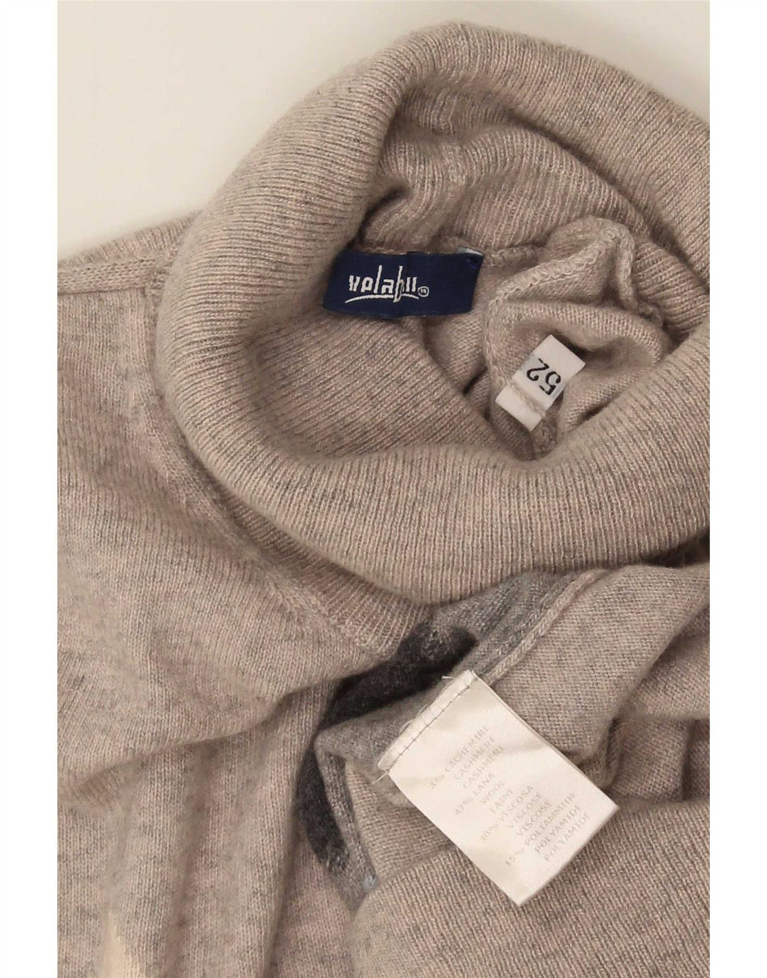 Vintage Mens Roll Neck Jumper Sweater IT 52 Large Grey Argyle/Diamond