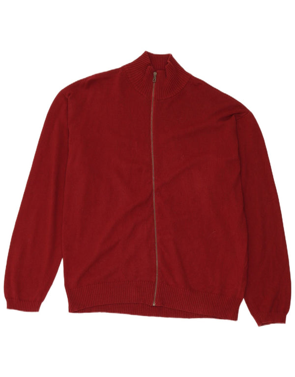 Marlboro Classics Mens Cardigan Sweater 2XL Burgundy Cotton