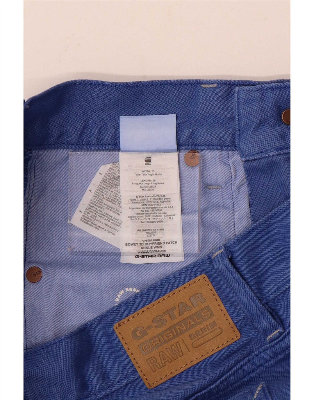 G-Star Mens Cargo Wide Leg Jeans W25 L28 Blue Cotton