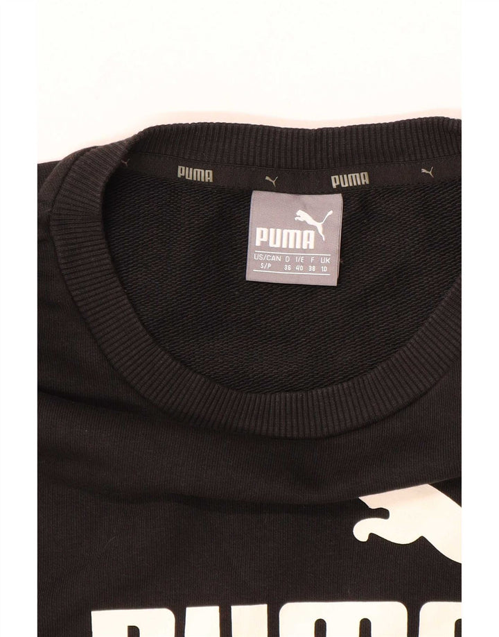 Puma Womens Graphic Oversized Sweatshirt Jumper UK 10 Small Black