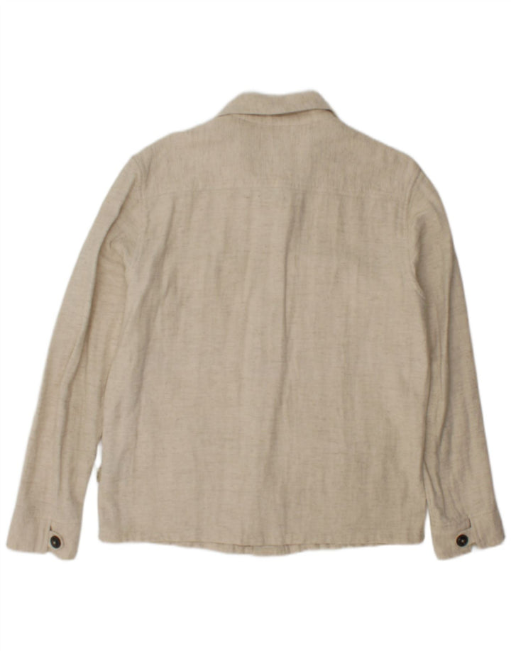 Jack & Jones Mens Overshirt Shirt Small Beige Linen