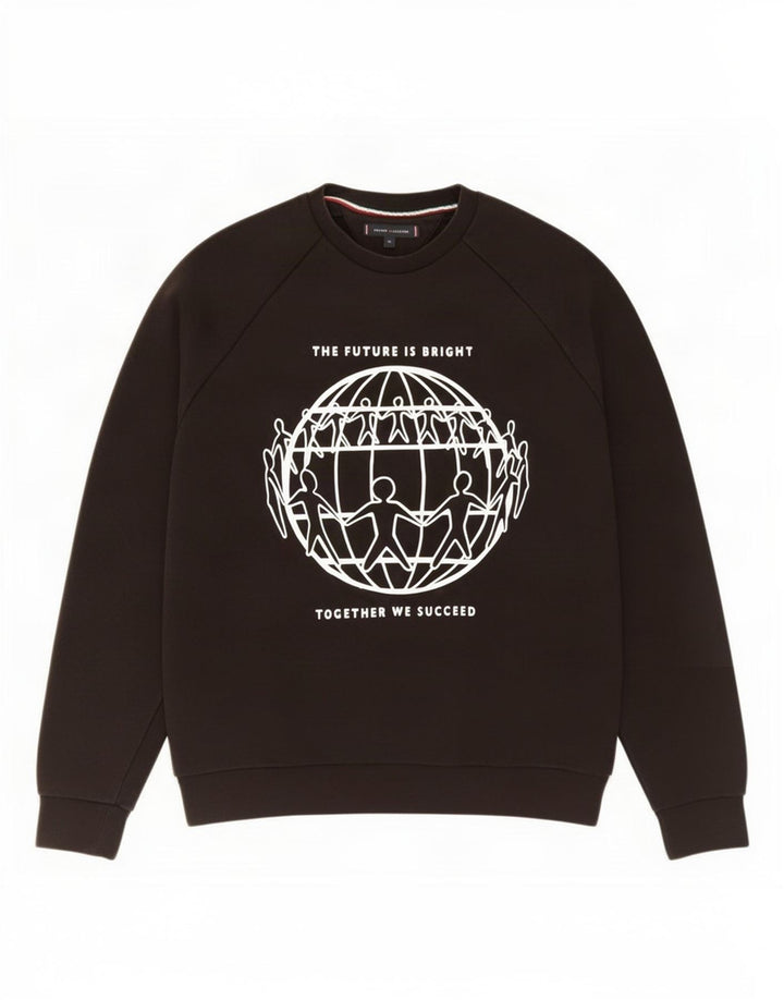 Tommy Hilfiger Mens Graphic Sweatshirt Jumper Medium Black Cotton
