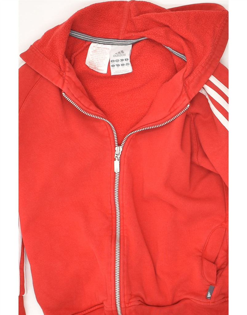 ADIDAS Boys Zip Hoodie Sweater 7-8 Years Small Red Cotton | Vintage Adidas | Thrift | Second-Hand Adidas | Used Clothing | Messina Hembry 