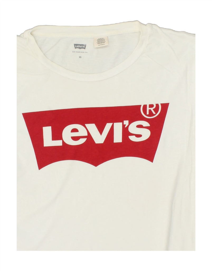 LEVI'S Womens Graphic T-Shirt Top UK 6 XS White | Vintage Levi's | Thrift | Second-Hand Levi's | Used Clothing | Messina Hembry 