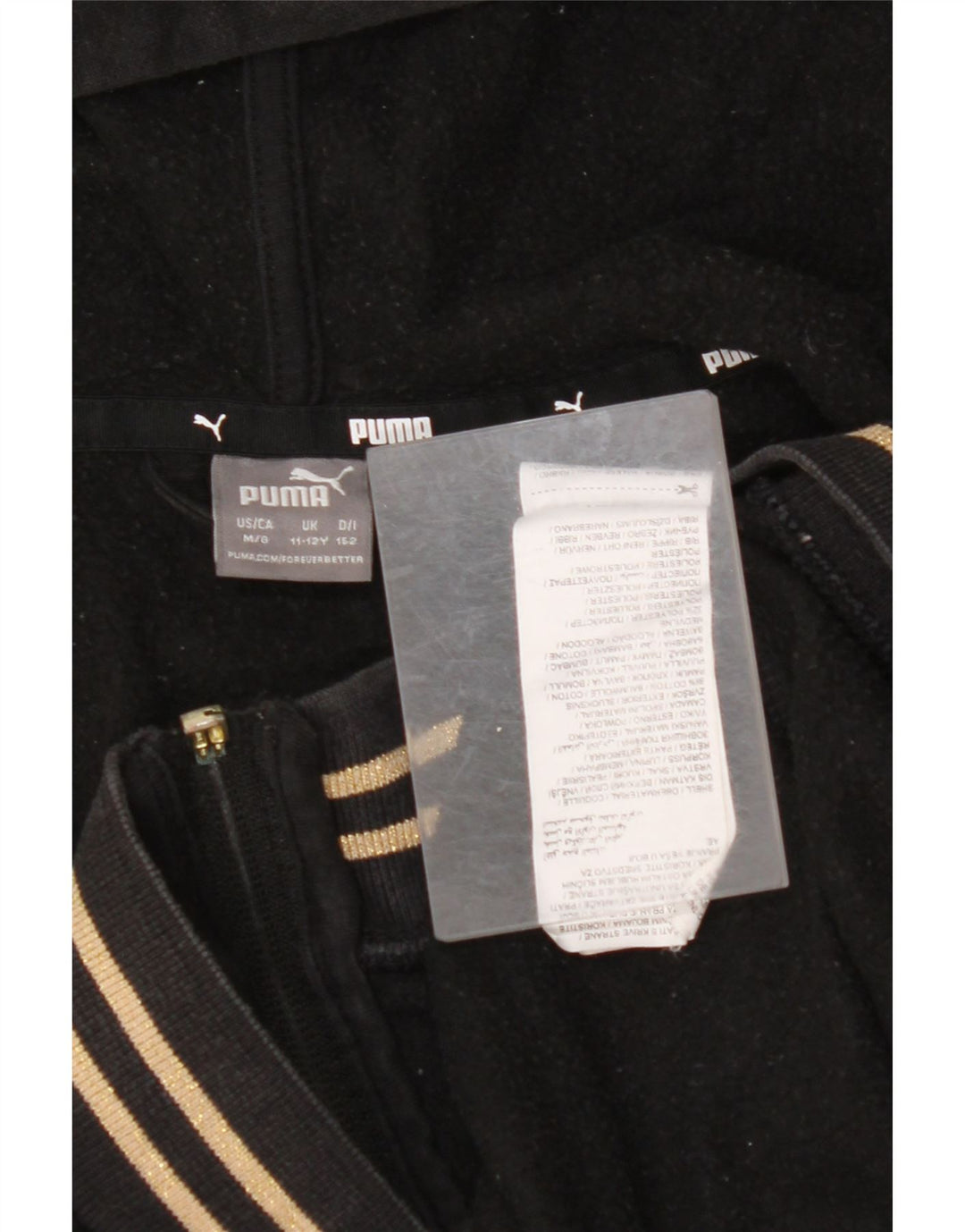 PUMA Boys Zip Hoodie Sweater 11-12 Years Black Cotton