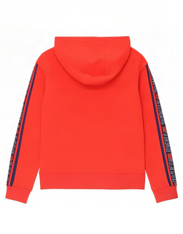 Tommy Hilfiger Womens Graphic Hoodie Jumper UK 10 Small Red Colourblock