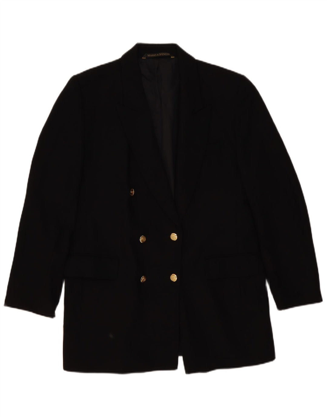 Marks & Spencer Womens Double Breasted Blazer Jacket Size 14 Black New Wool