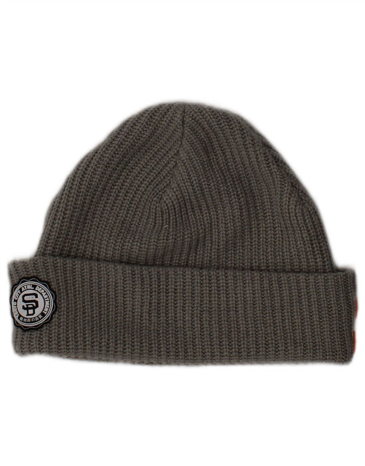 Superdry Mens Graphic Knit Beanie Hat One Size Grey Acrylic Logo