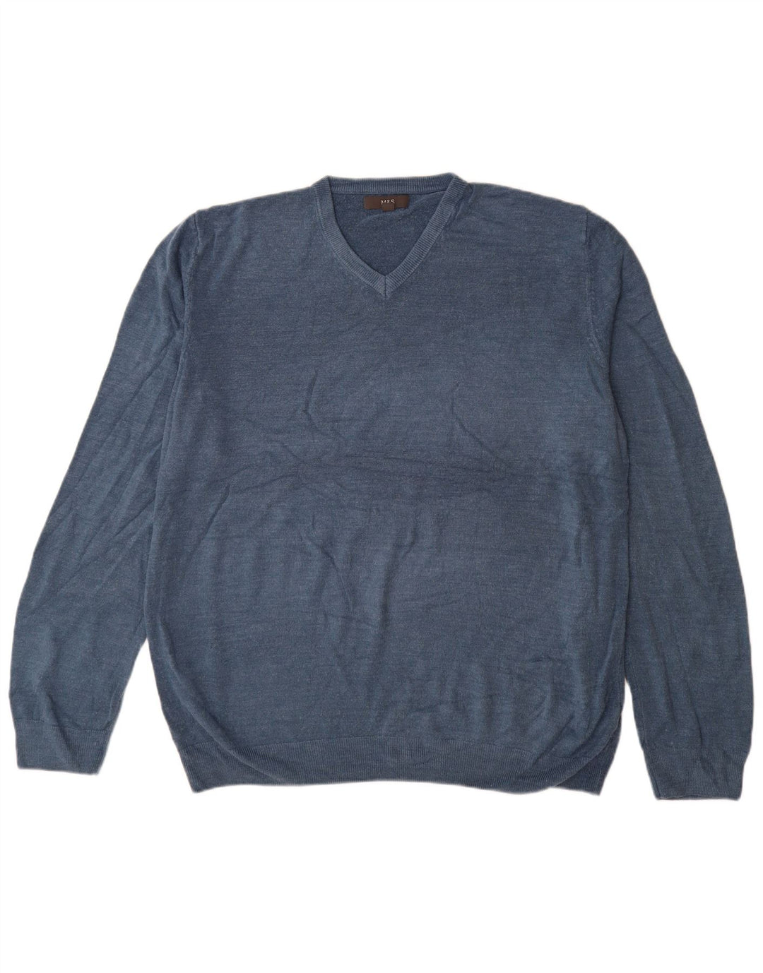 Marks & Spencer Mens V-Neck Jumper Sweater 3XL Blue Acrylic