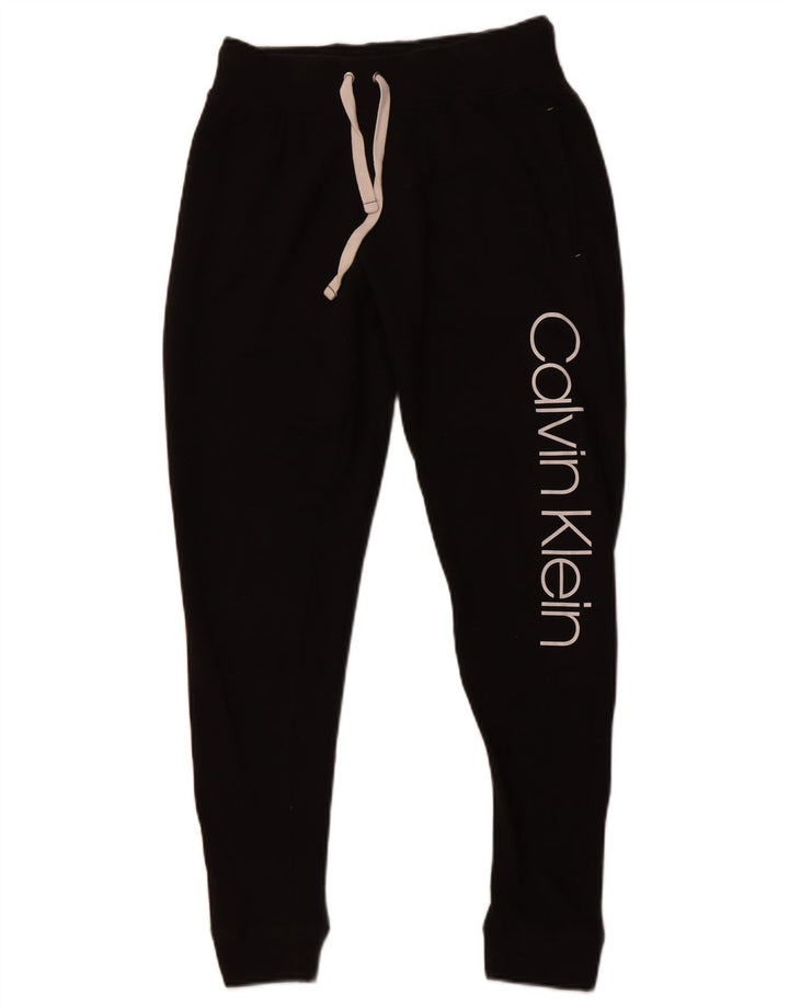 CALVIN KLEIN Womens Graphic Tracksuit Trousers Joggers UK 6 XS  Black